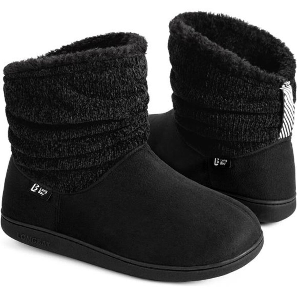 Women's Warm Chenille Knit Bootie Slippers MemoryFoam Comfy Suede Fluffy FauxFur